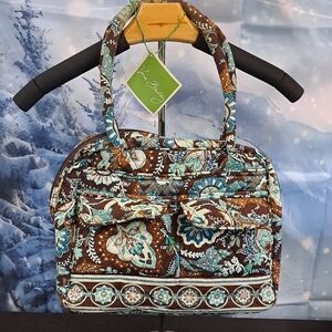 Vera Bradley Teal and Brown Patterned Shoulder Bag